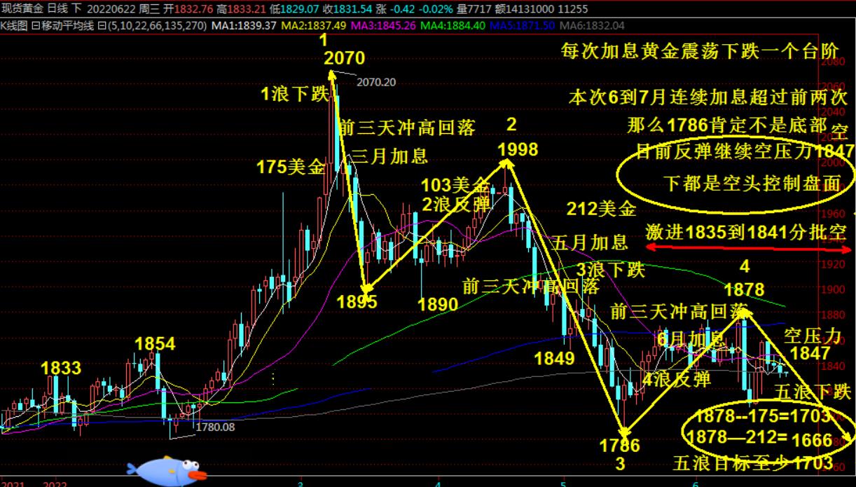 硅谷理财黄金震荡下跌二次探底等待周三加息鞋子落地