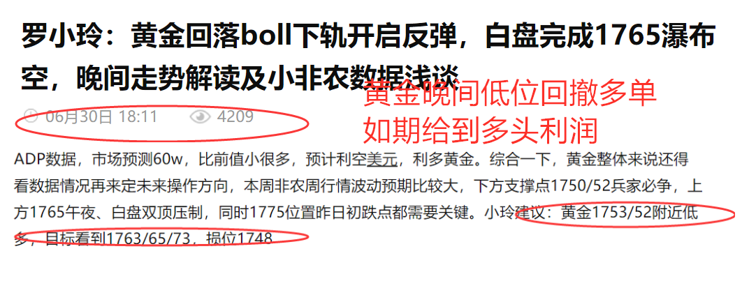 罗小玲：黄金午夜大概率走在1758/1765区间内，晚间触底反弹情绪在午夜延续