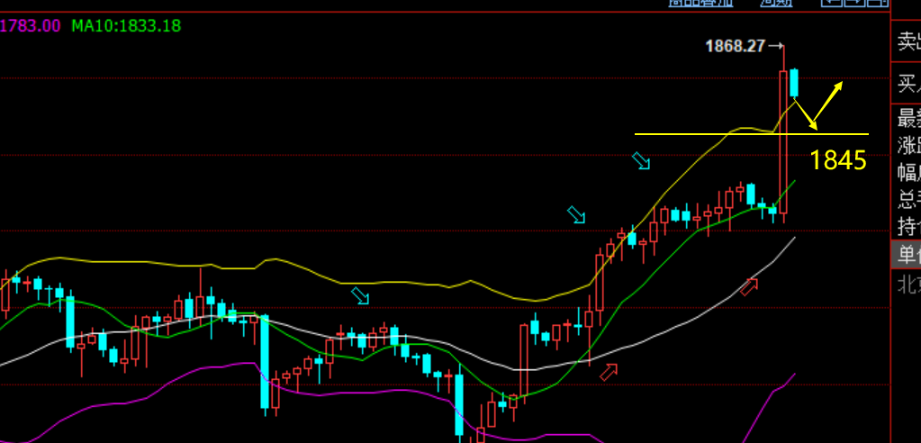老拐：黄金暴涨突破获利，尾盘回踩1845继续看涨，非美货币看跌