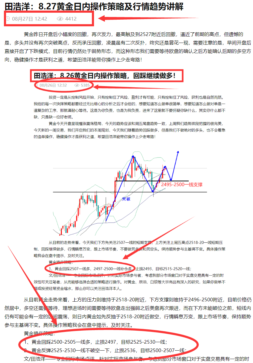 田浩洋：8.29黄金日内操作策略，区间操作把握趋势