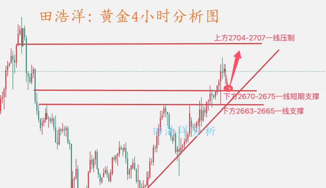 田浩洋：1.13黄金早盘回落触底，多头继续奋力前行