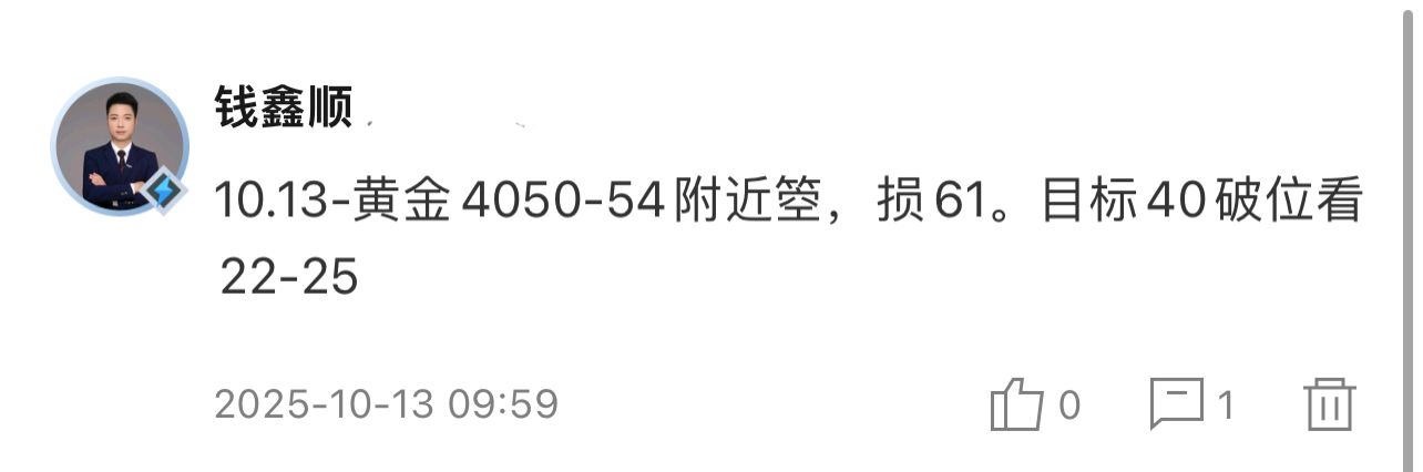 鑫顺原创：10.13-黄金依托4060上看涨符合预期再次拿下！晚间继续回踩多！