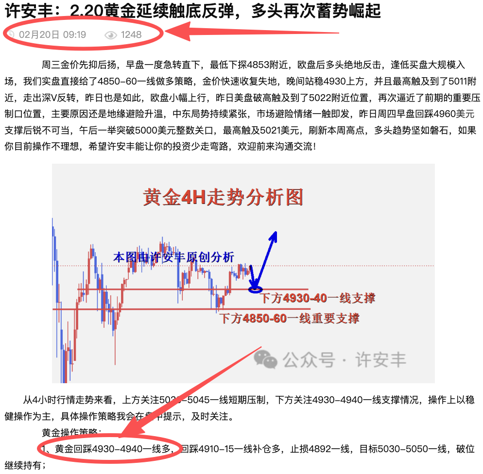 许安丰：2.21黄金下周开盘行情分析，多头即将一往无前